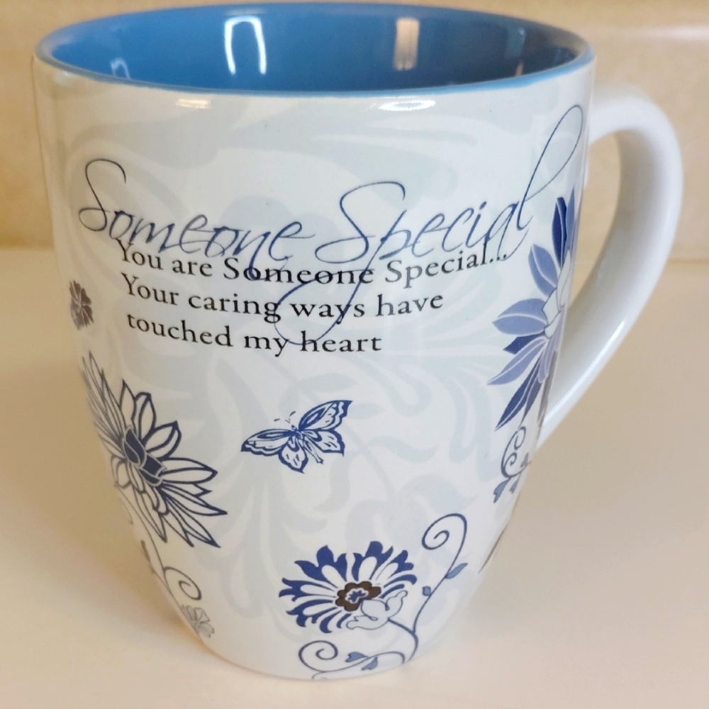 Someone Special Floral Blue and White Mug